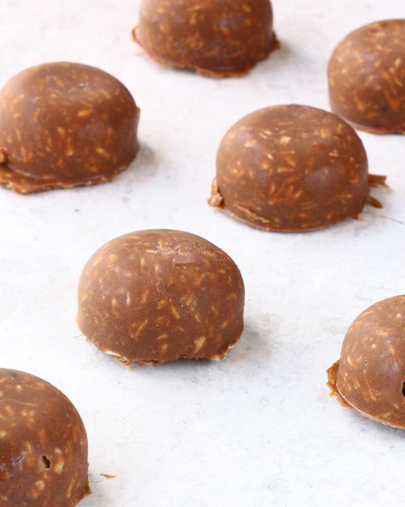 Sunbutter Fat Bombs come to the rescue when the carb cravings hit. A stash of these frozen fat-full bites will keep you satisfied.