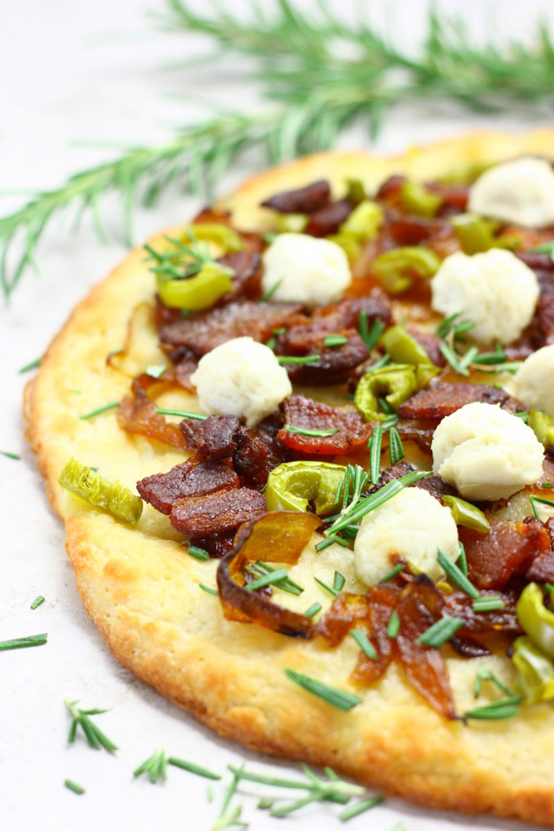 A pizza you can't resist! The perfect blend of sweet, savory and spicy are found in this gluten-free and dairy-free Candied Bacon Pizza.