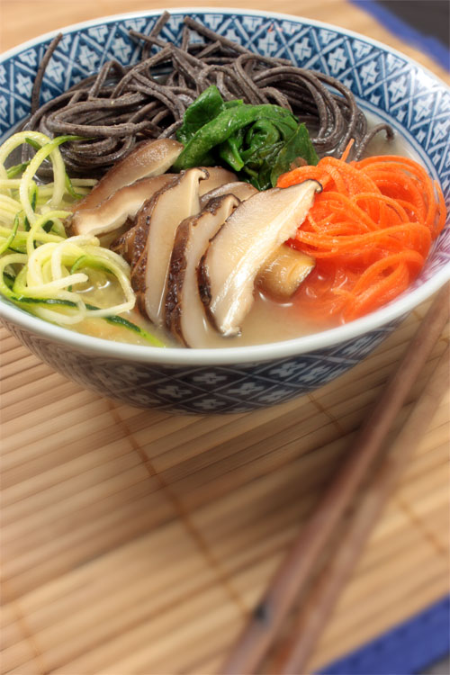 Make up batch of this Ginger Umeboshi Broth and serve it over cooked black bean pasta along with some raw veggies. Quite nourishing and delightful!