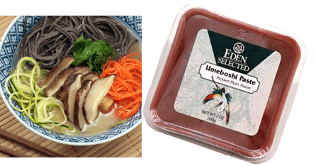 Make up batch of this Ginger Umeboshi Broth and serve it over cooked black bean pasta along with some raw veggies. Quite nourishing and delightful!