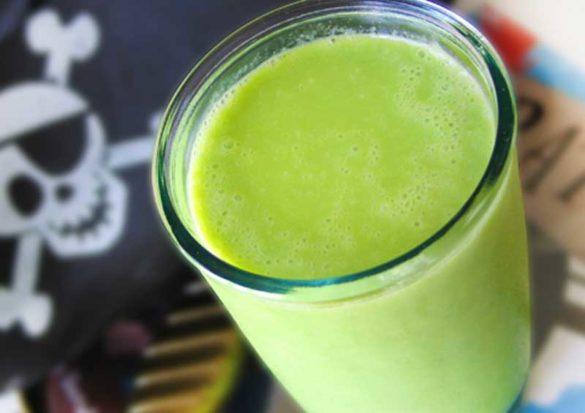 This green Pirate Smoothie happens to be one of his favorites and he loves showing off his green teeth after the first sip.