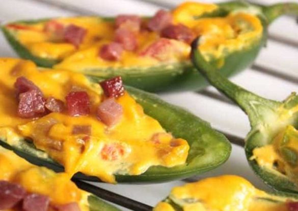I crisped up some minced pancetta and mixed it into some dairy-free, Raw Nacho Cheese Sauce. The result was quite tasty! I had my jalapeno poppers, sans the cheese, and was completely satisfied.