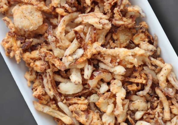 With Thanksgiving just days away, I was desperate for gluten free dairy free French fried onions to top my green bean casserole with. I mean, really, what's green bean casserole without French fried onions?
