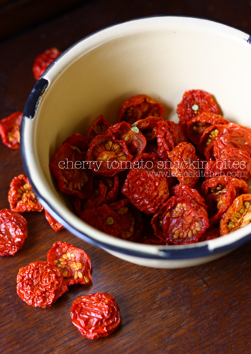"What to do with all these cherry tomatoes," I found myself muttering last summer. So I got out the dehydrator and turned a bumper crop of sweet, red fruit into the tastiest dried tomato snackin' bites. Y