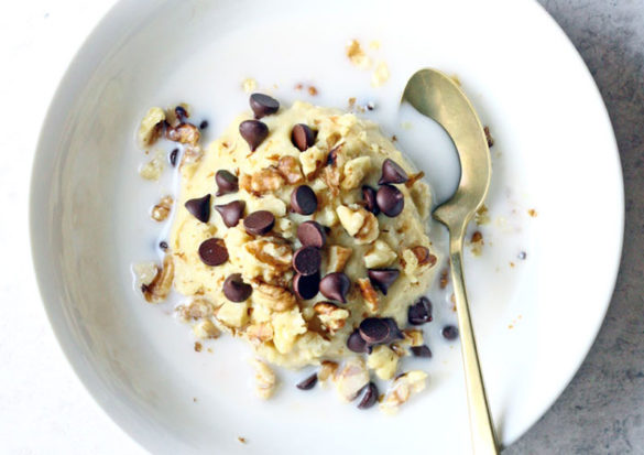 Cookie Dough Breakfast Cereal? Intrigued? How could we not be? Whole grain millet and a handful of cashews are set to soak overnight. Then next morning is when the cookie magic happens!