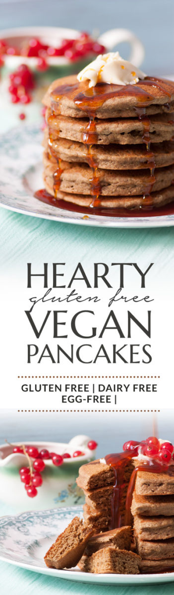 Made with teff flour, these Hearty Gluten Free Vegan Pancakes will have you flipping for more.